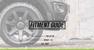 Off-road truck with fitment details for size, offset and bolt pattern