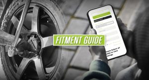 Alloy wheel installation and mobile wheel fitment search tool black and white image