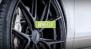 close up banner for a black alloy wheel